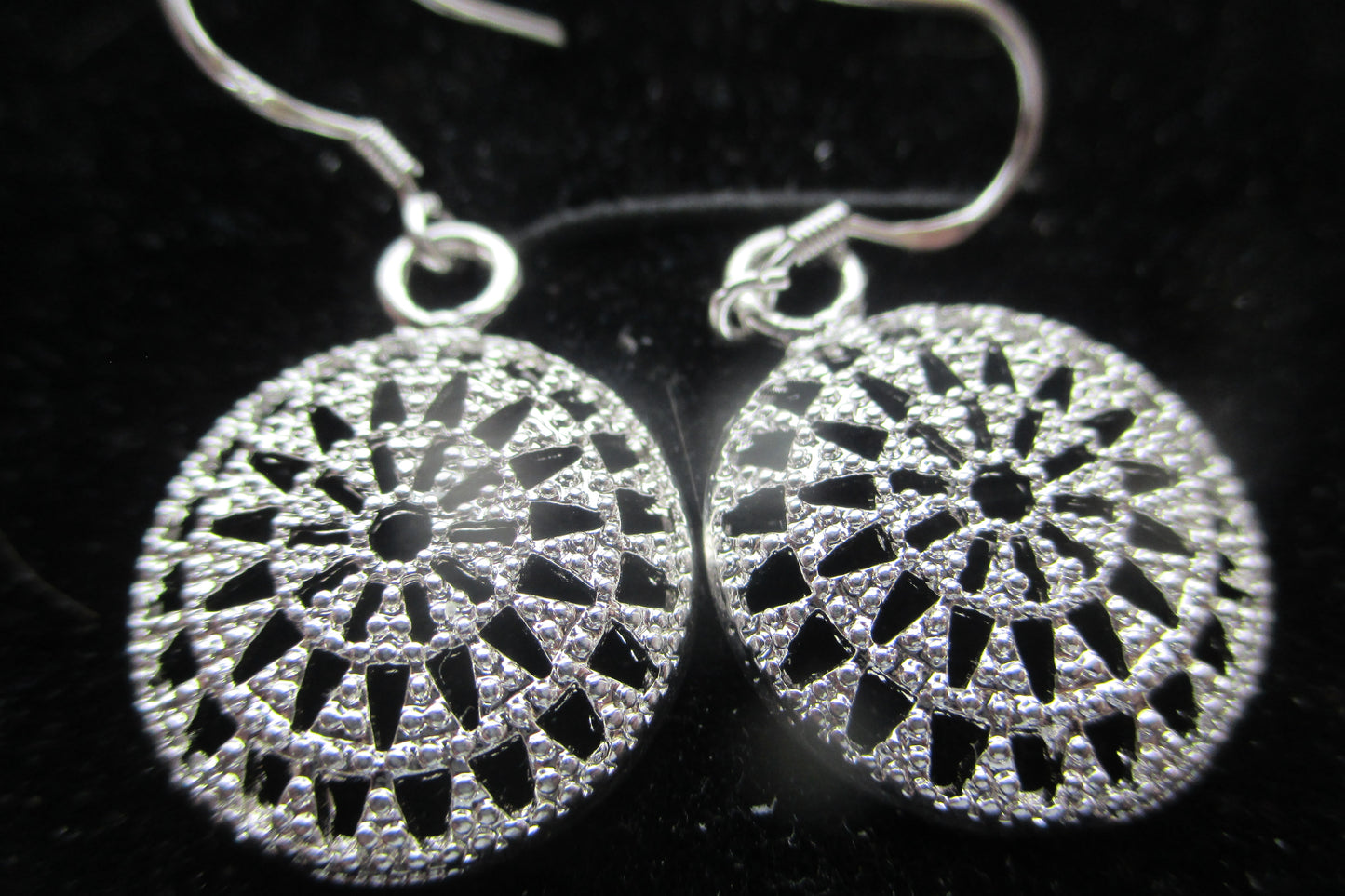 Silver filigree hook earrings