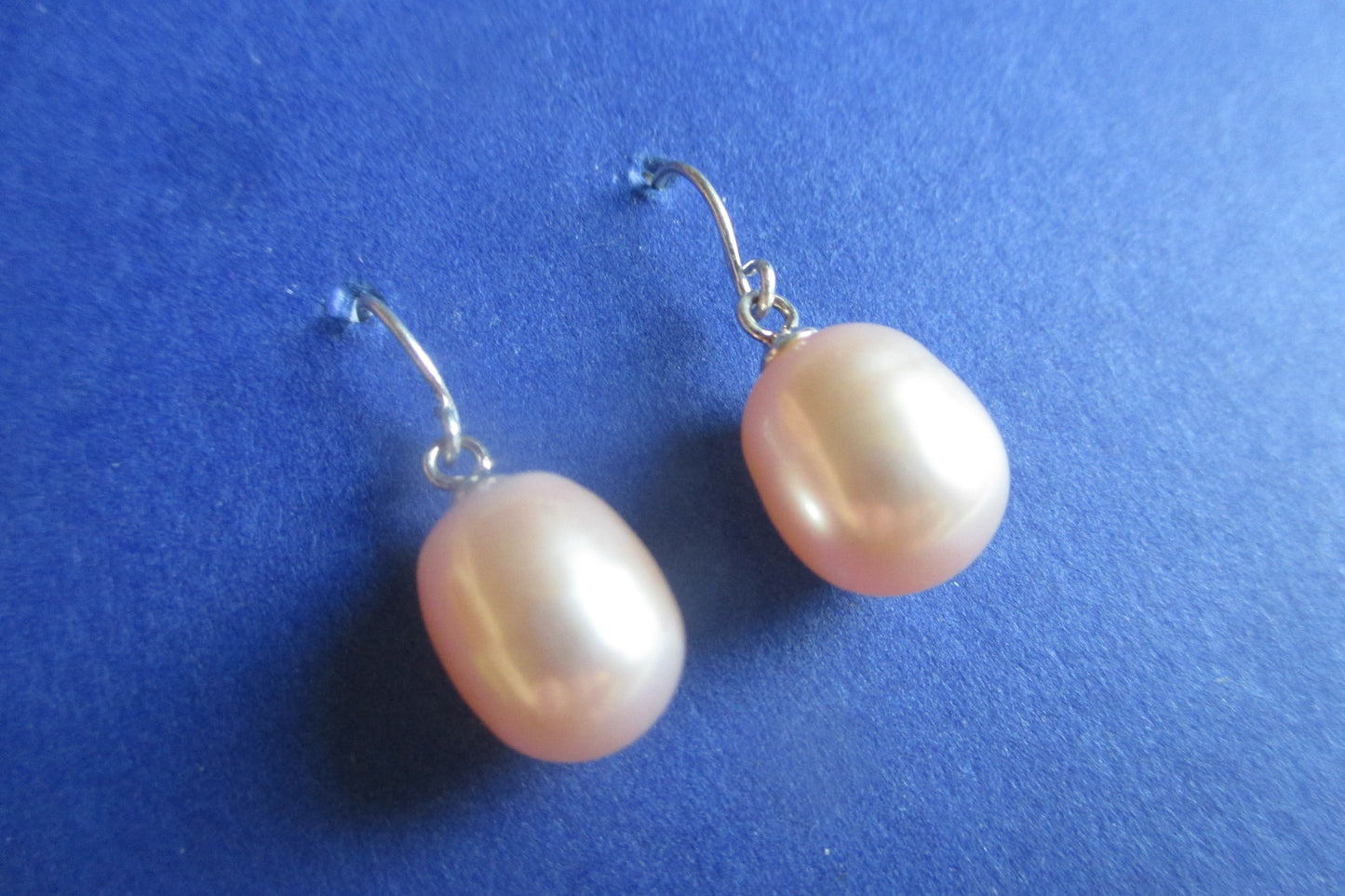 Pink potato pearl hook earrings