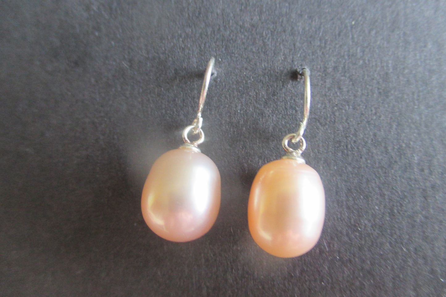 Pink potato pearl hook earrings