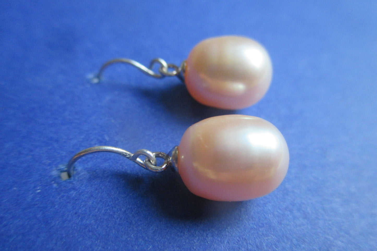 Pink potato pearl hook earrings