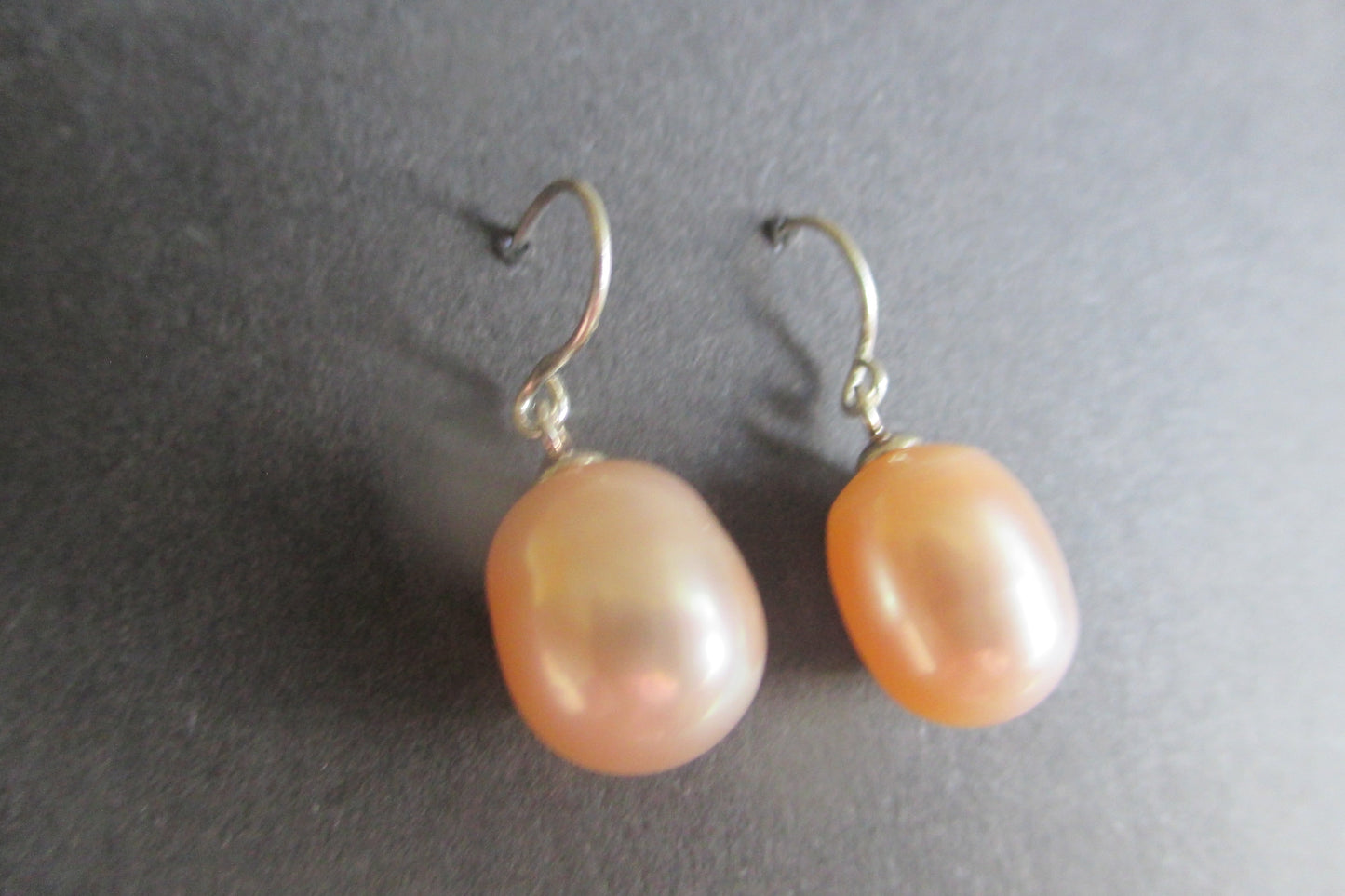 Pink potato pearl hook earrings