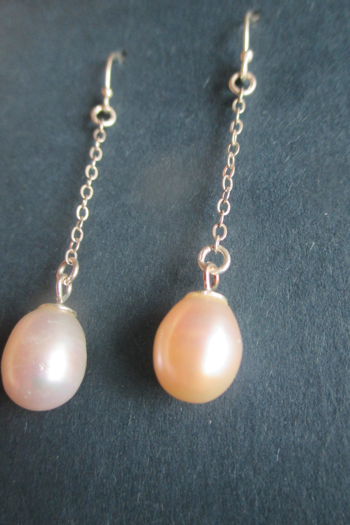 Pink freshwater pearl silver hook earrings