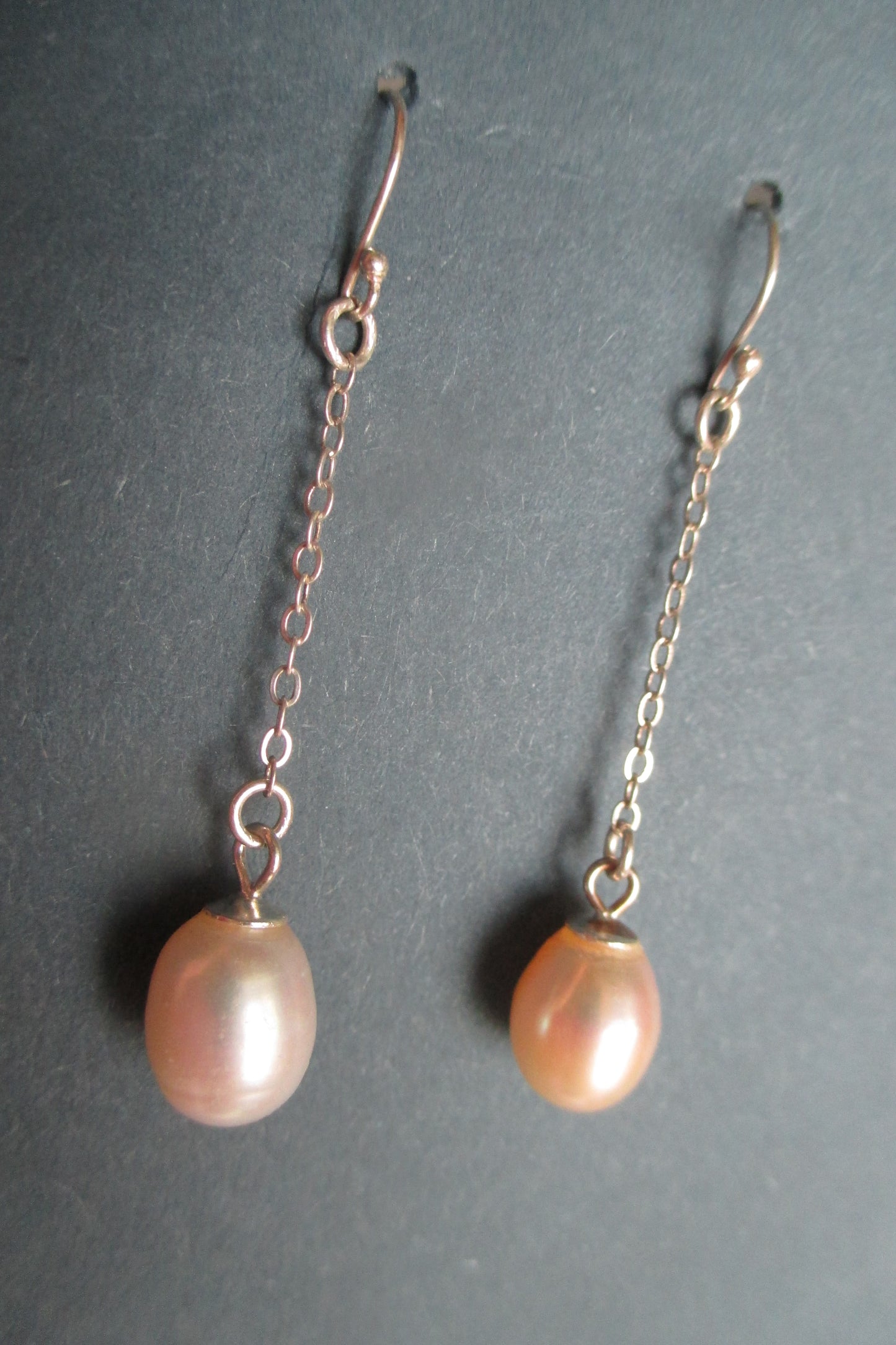 Pink freshwater pearl silver hook earrings