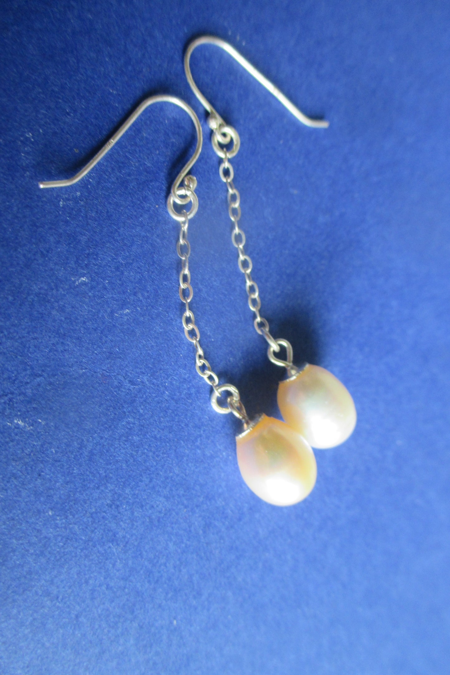 Pink freshwater pearl silver hook earrings