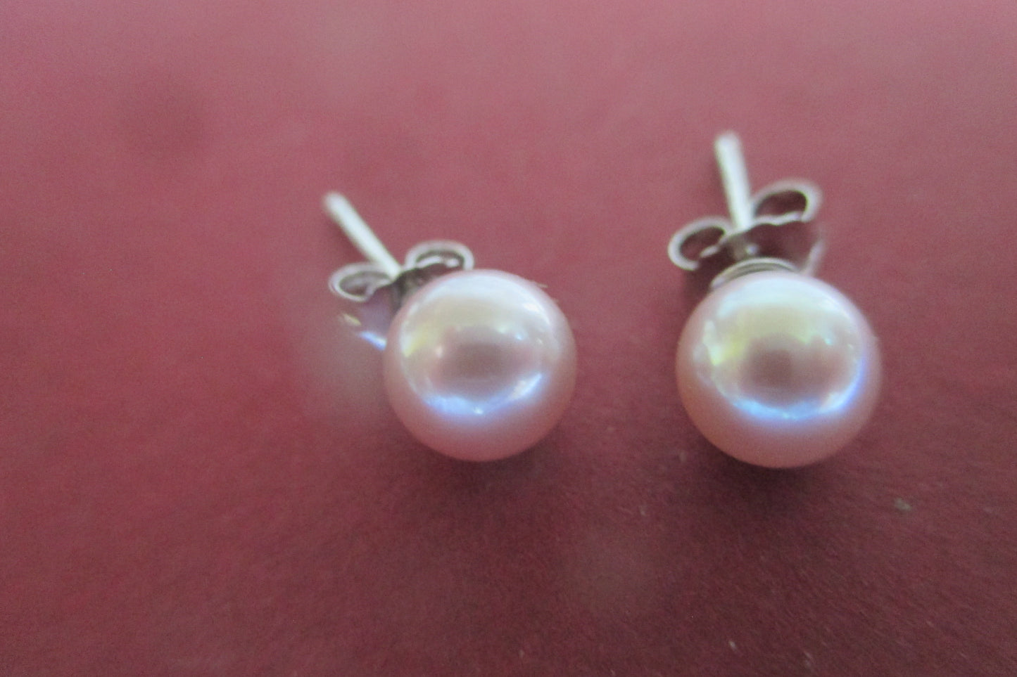 Lavender pearl silver stud earrings