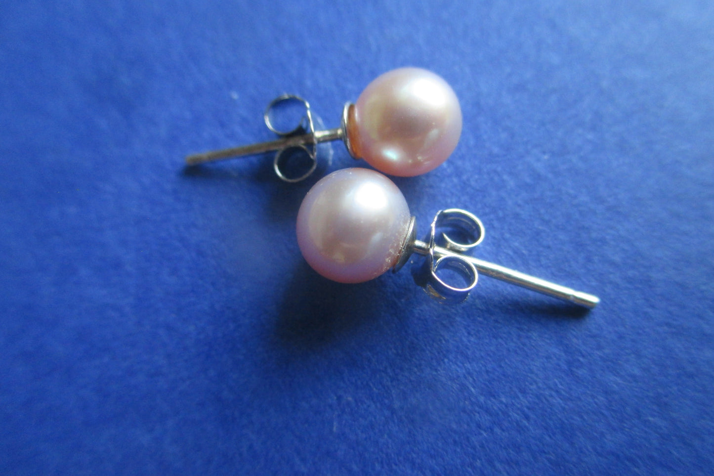 Lavender pearl silver stud earrings