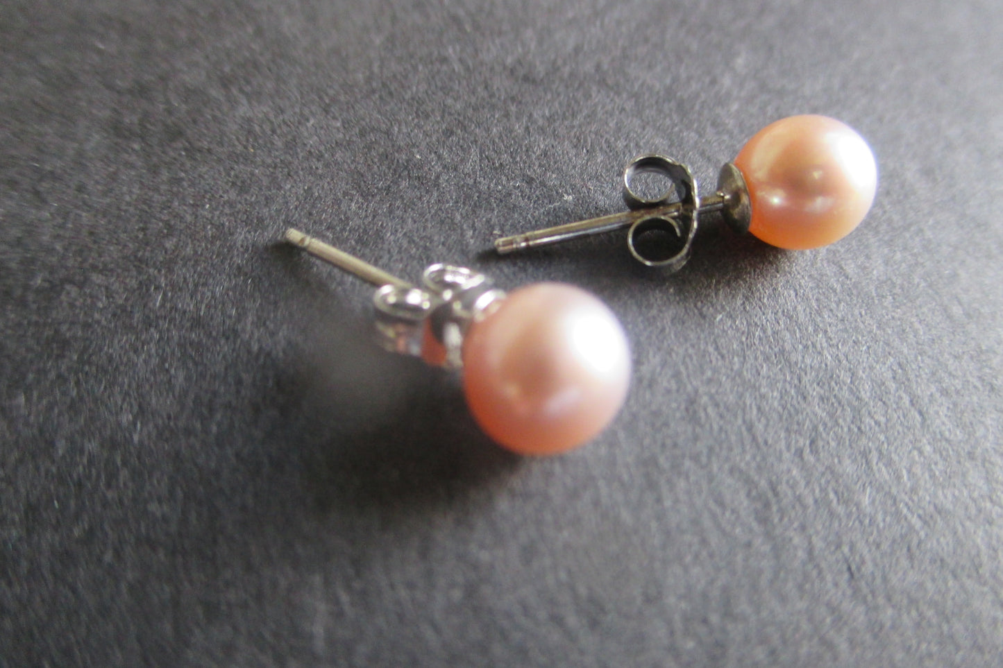 Lavender pearl silver stud earrings