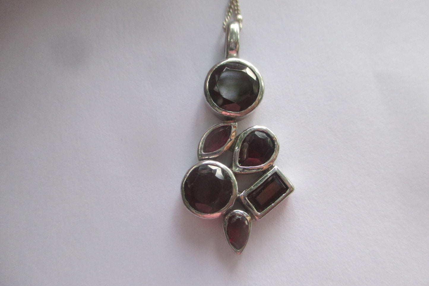 Silver gemstone art nouveau pendant