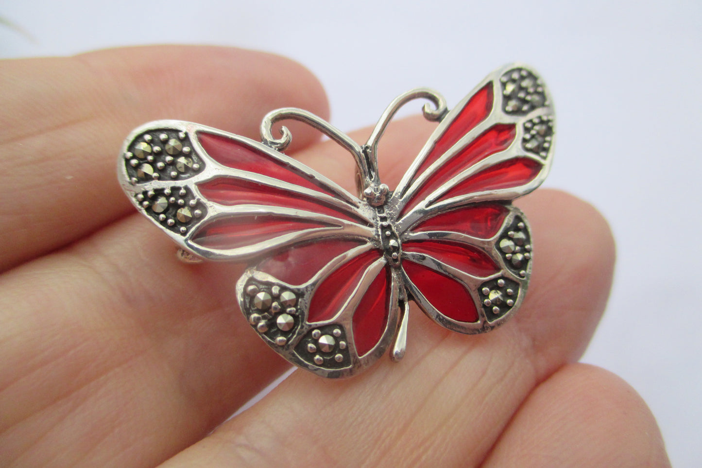 Plique jour enamel Butterfly broach