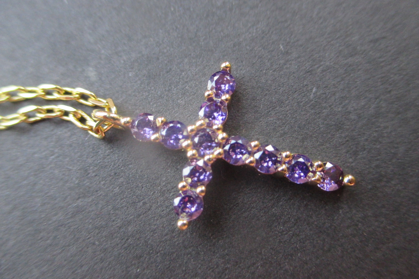 Gold plated Violet cross pendant