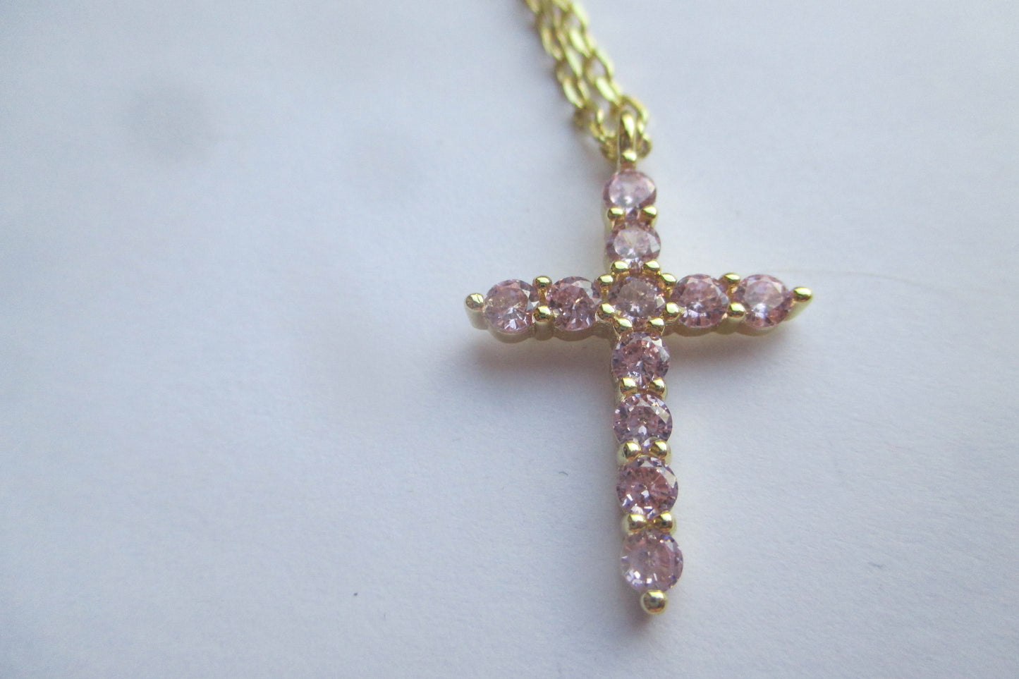 Gold plated PINK cross pendant