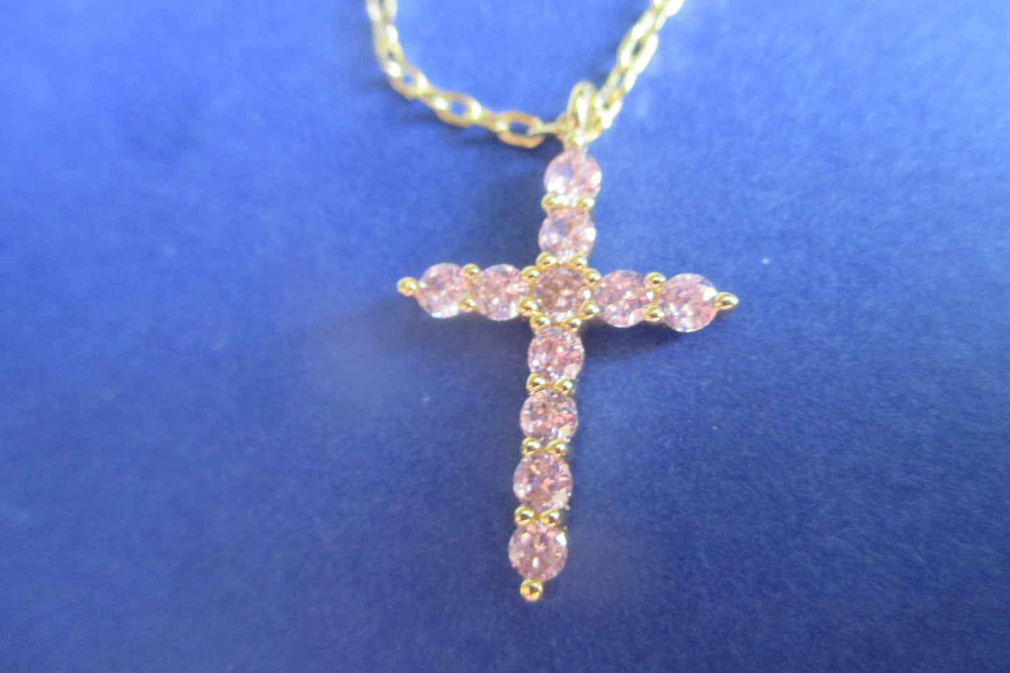 Gold plated PINK cross pendant