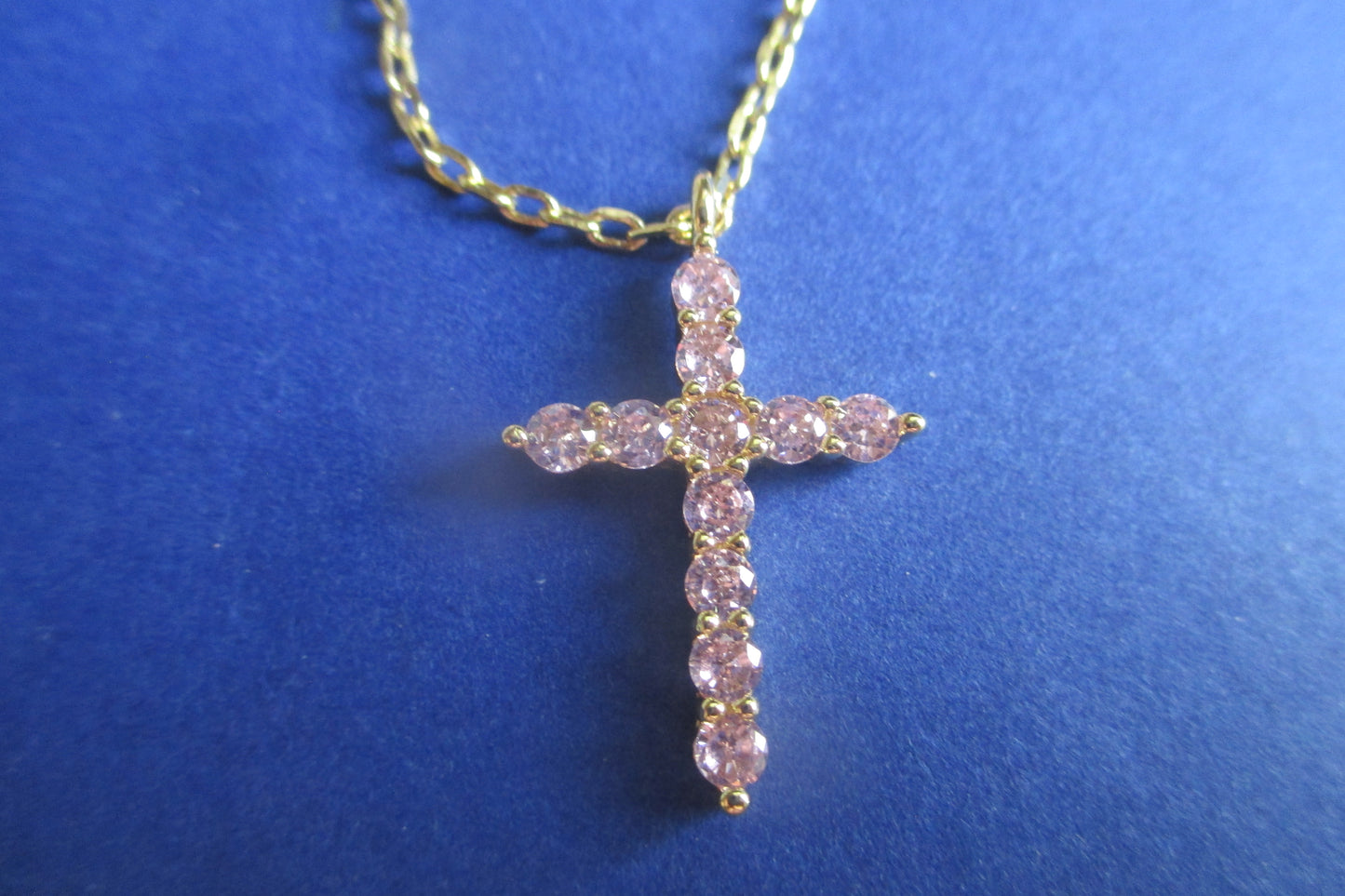 Gold plated PINK cross pendant