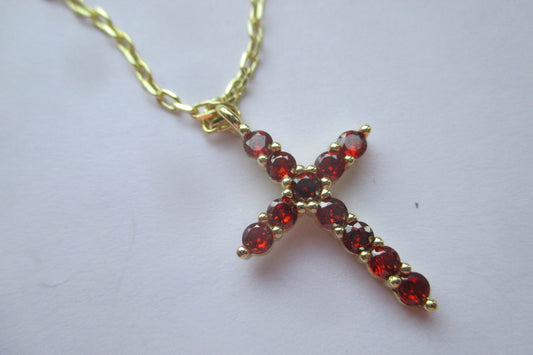 Gold plated red cross pendant