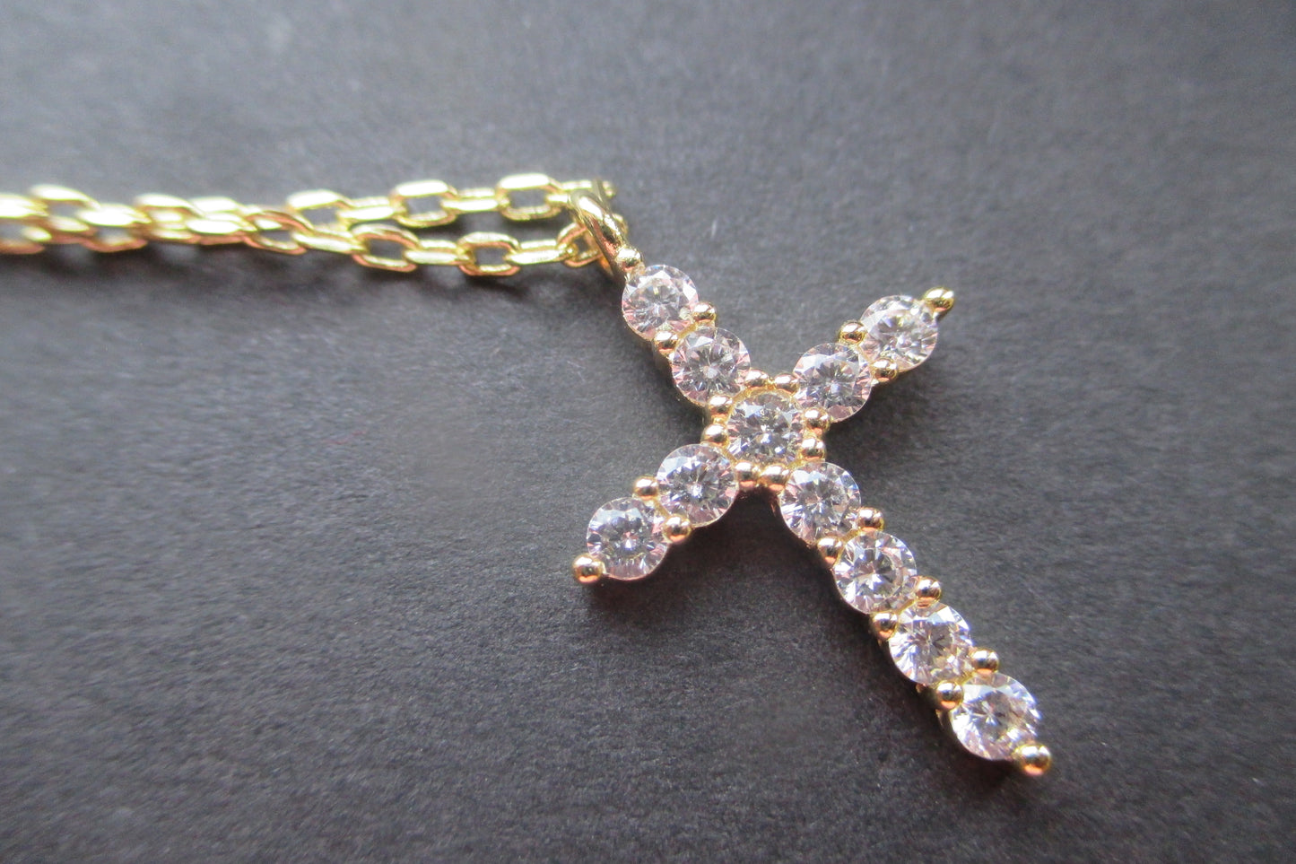 Gold plated  PINK cross pendant