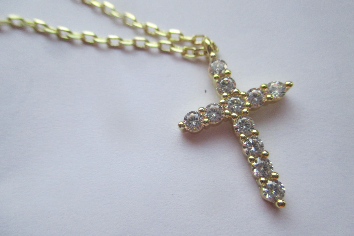 Gold plated  PINK cross pendant