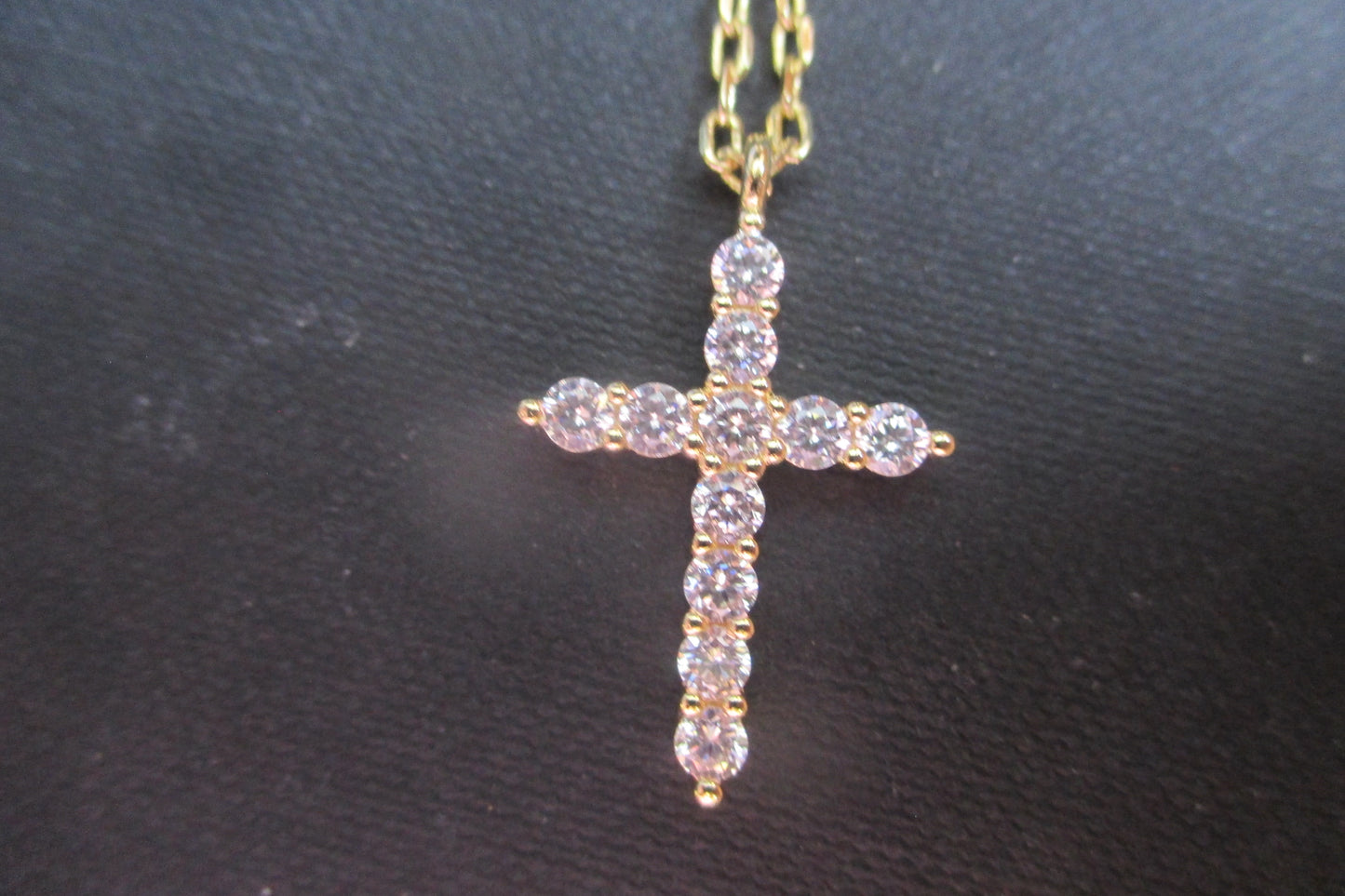 Gold plated  PINK cross pendant