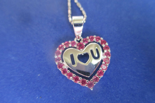 Silver heart with red accents pendant