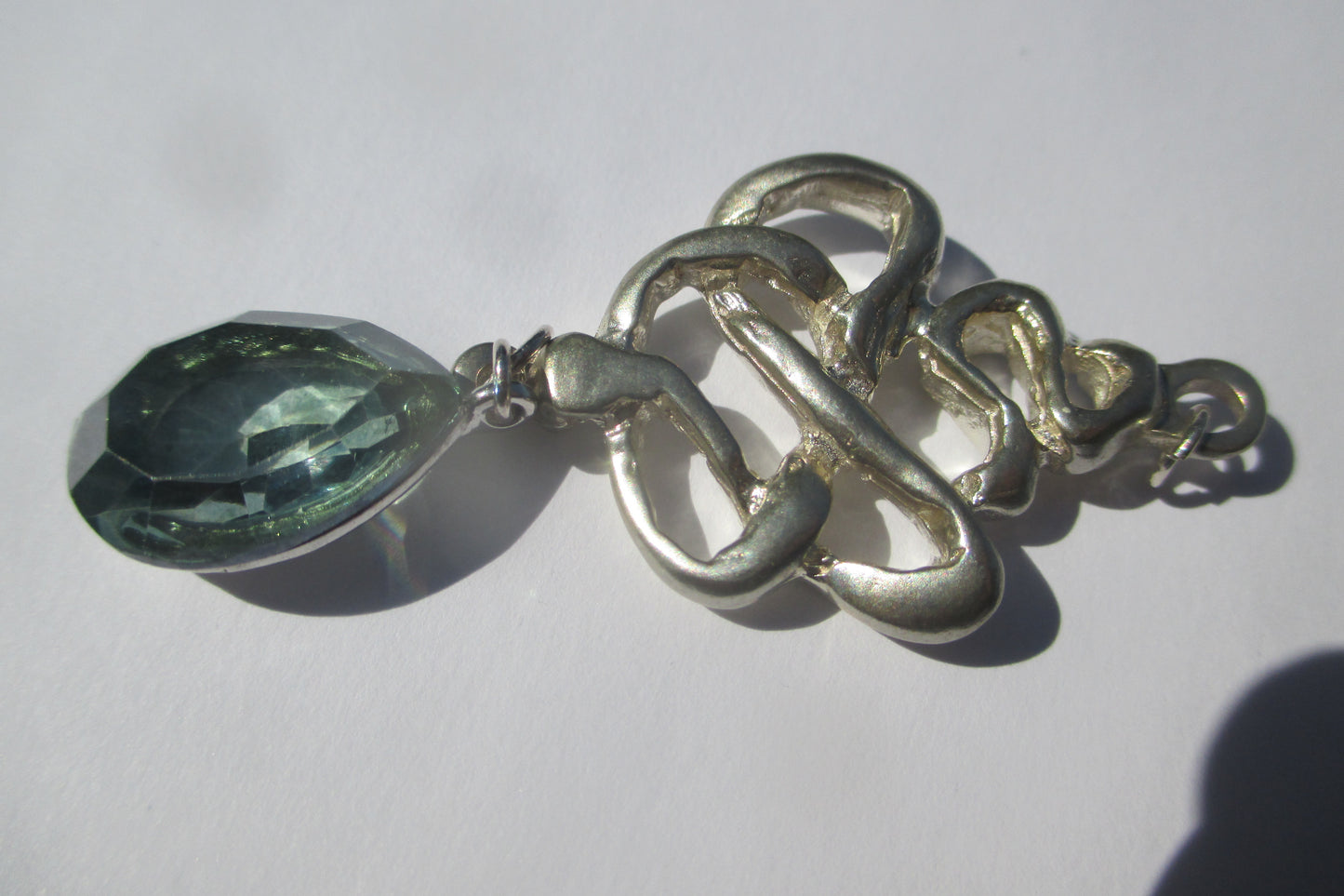 Silver snake with venetian glass drop pendant