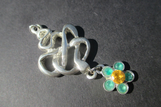 Silver snake with flower drop pendant