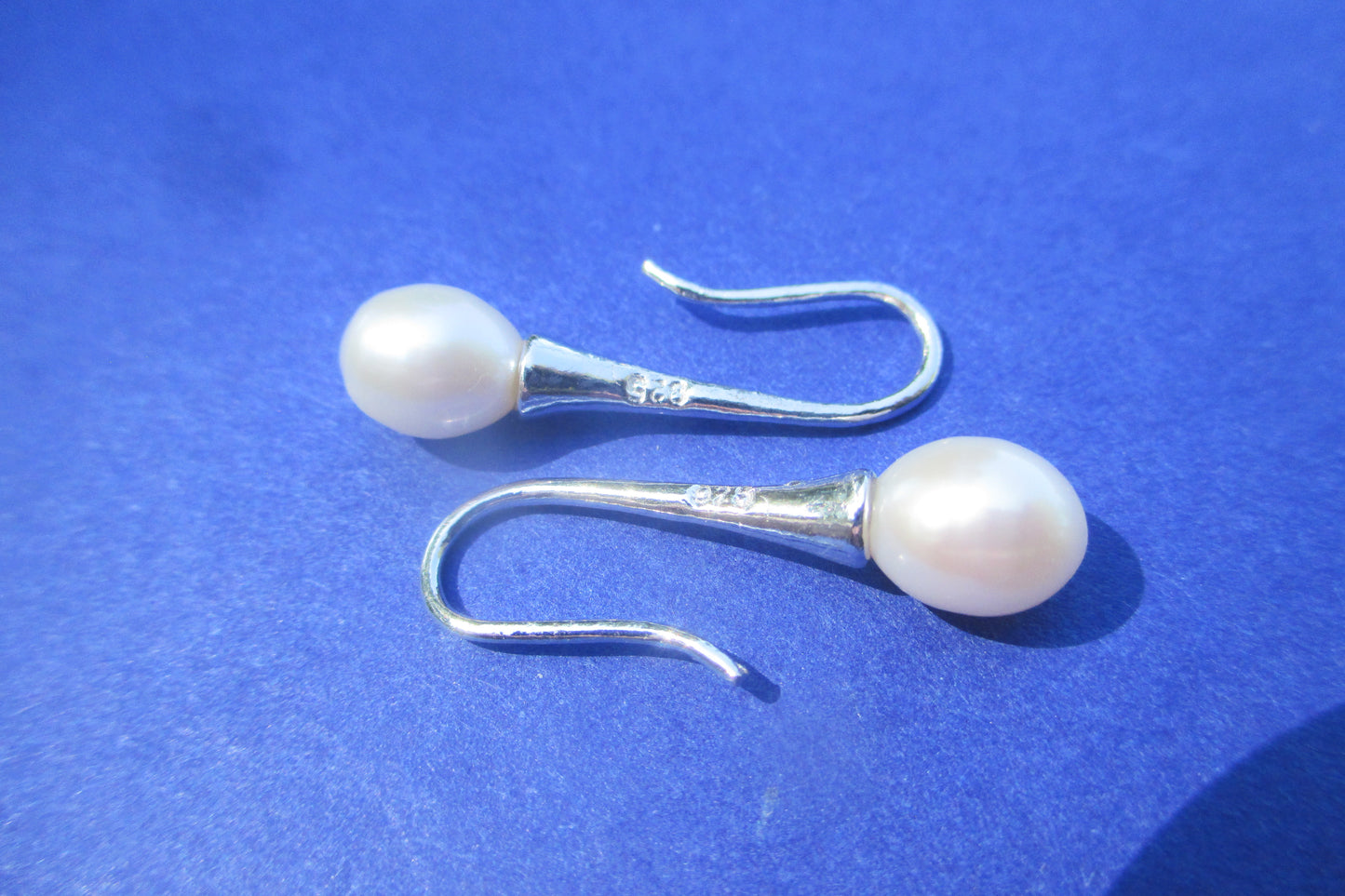 White pearl hook earrings