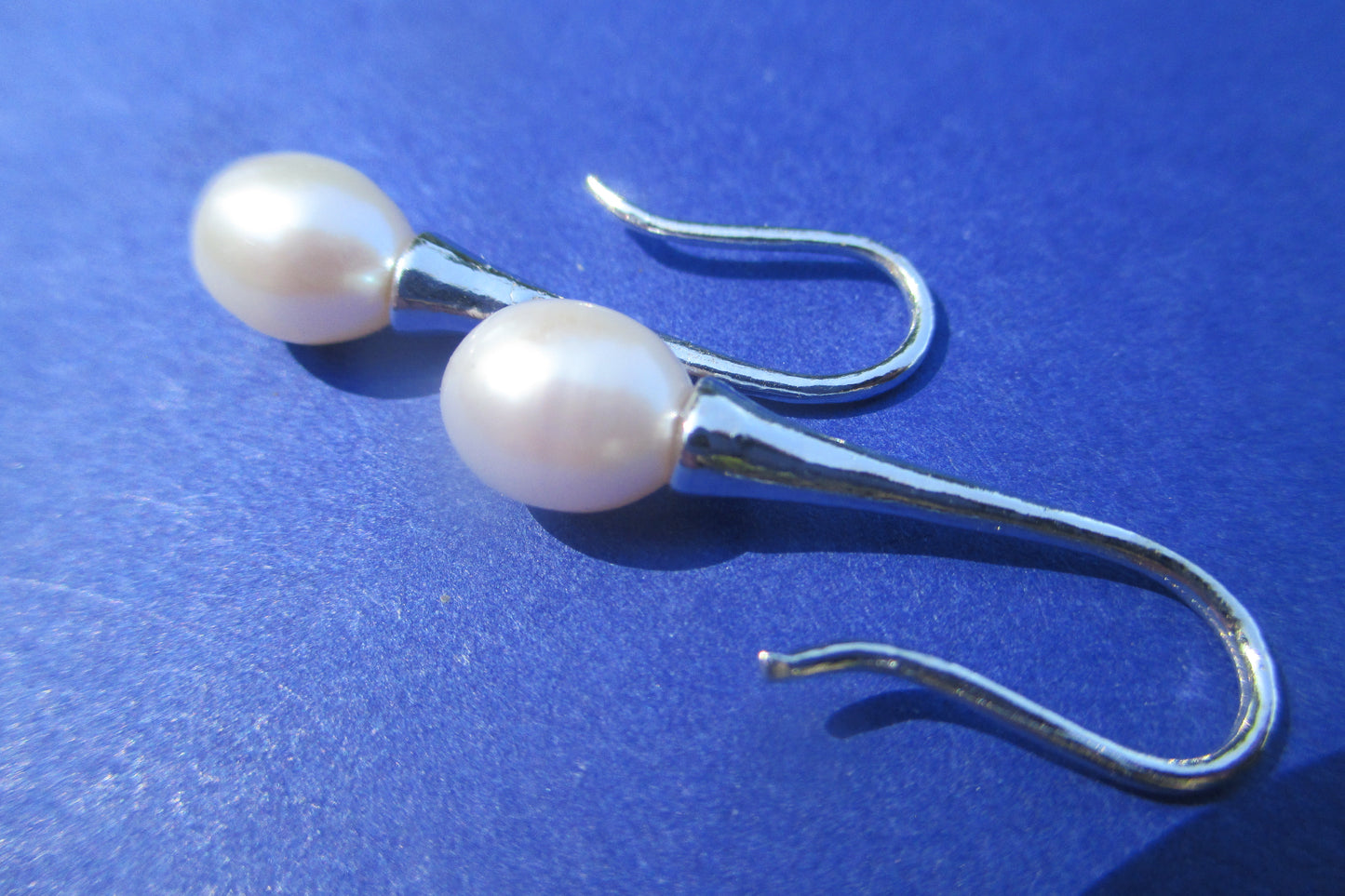 White pearl hook earrings