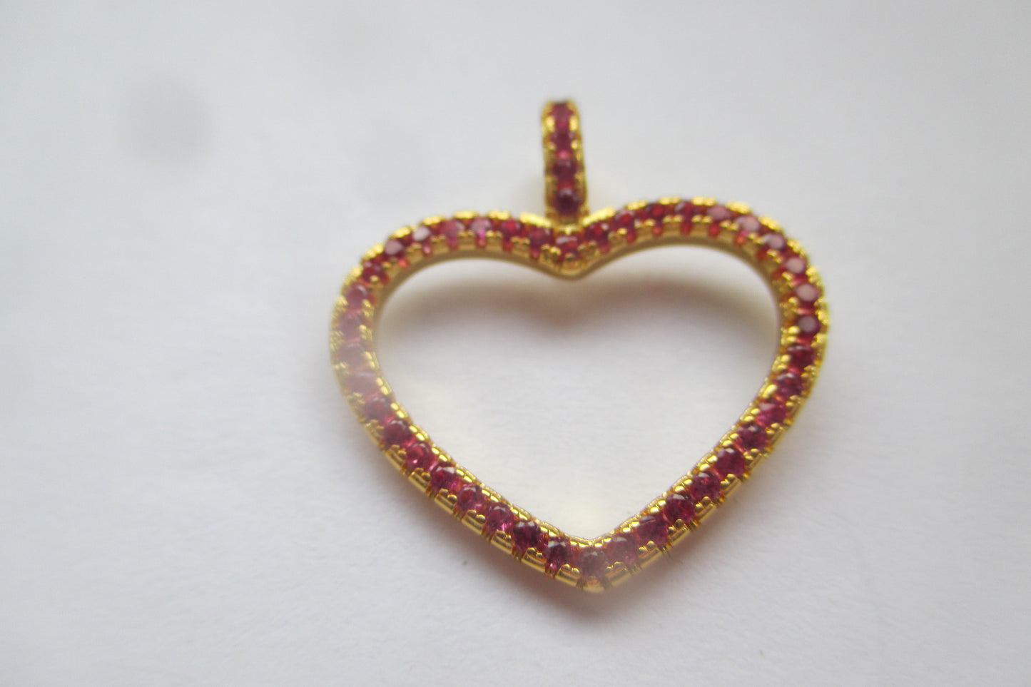 Gold plated  silver heart red accent pendant