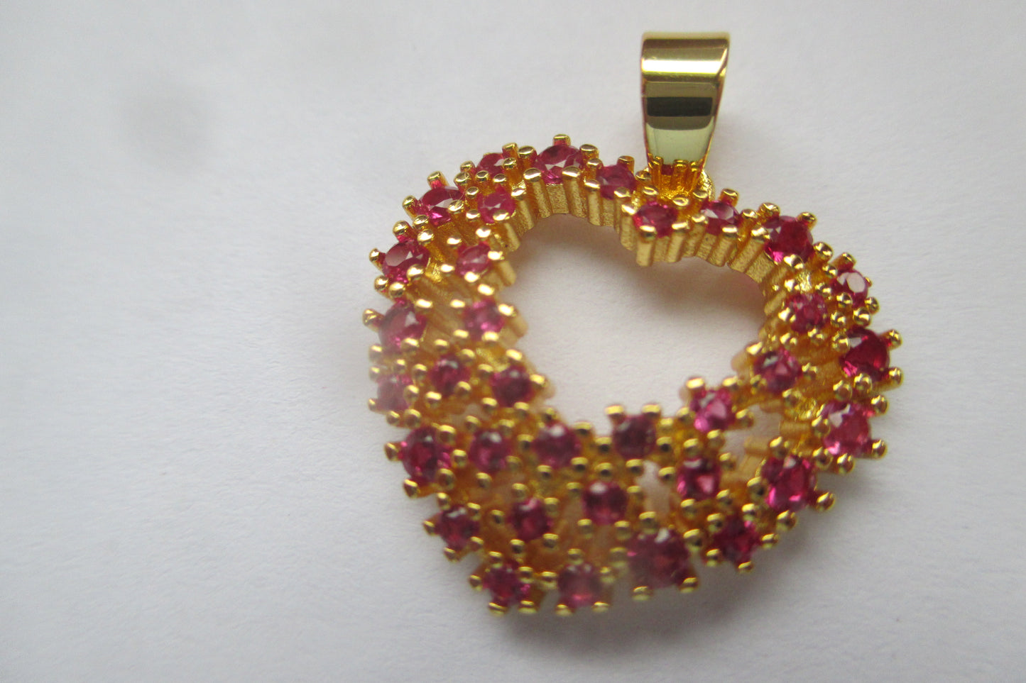 Gold plated silver pendant with RED accents