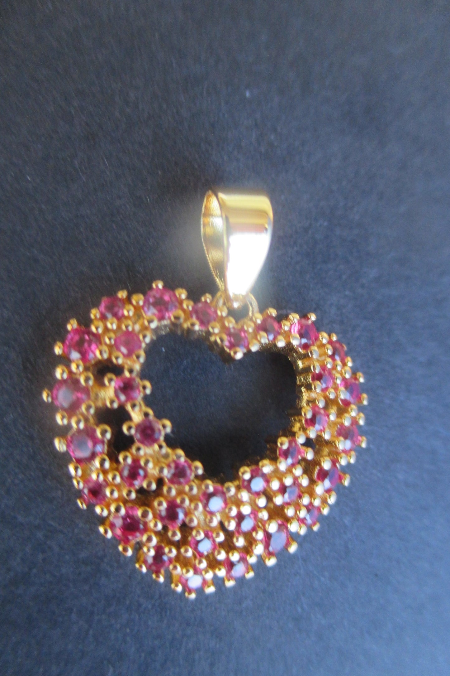 Gold plated silver pendant with RED accents