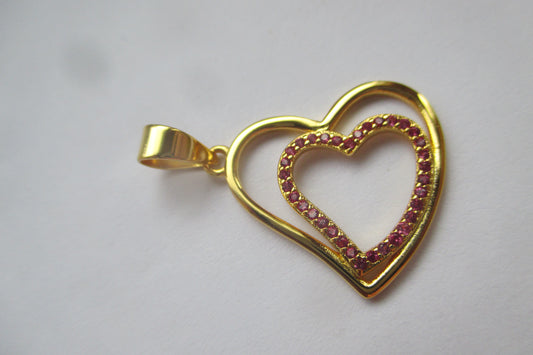 Gold plated silver HEART pendant with accents