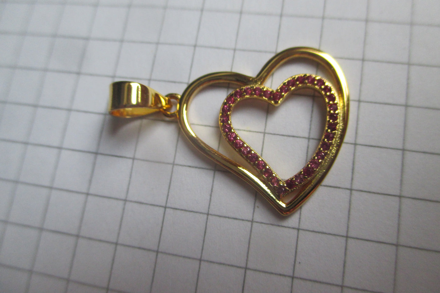 Gold plated silver HEART pendant with accents