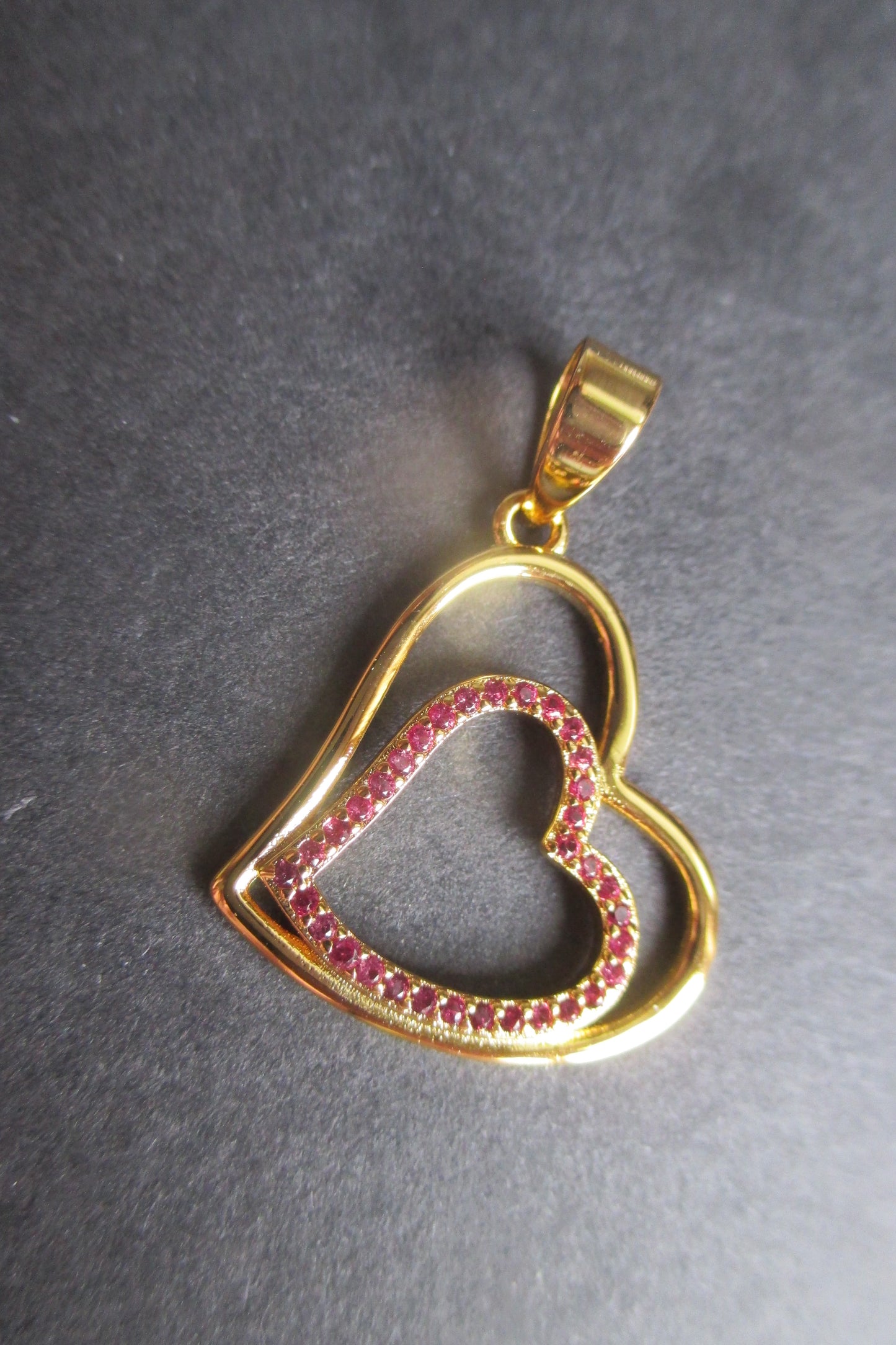 Gold plated silver HEART pendant with accents