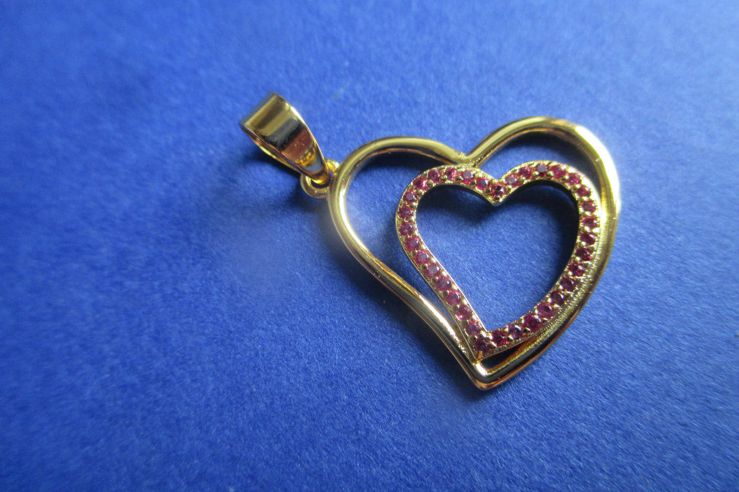 Gold plated silver HEART pendant with accents