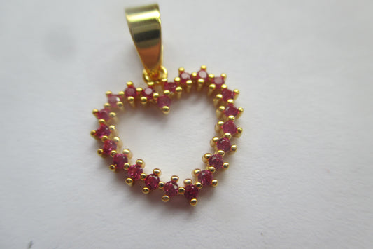 Gold plated Heart pendant with RED accents