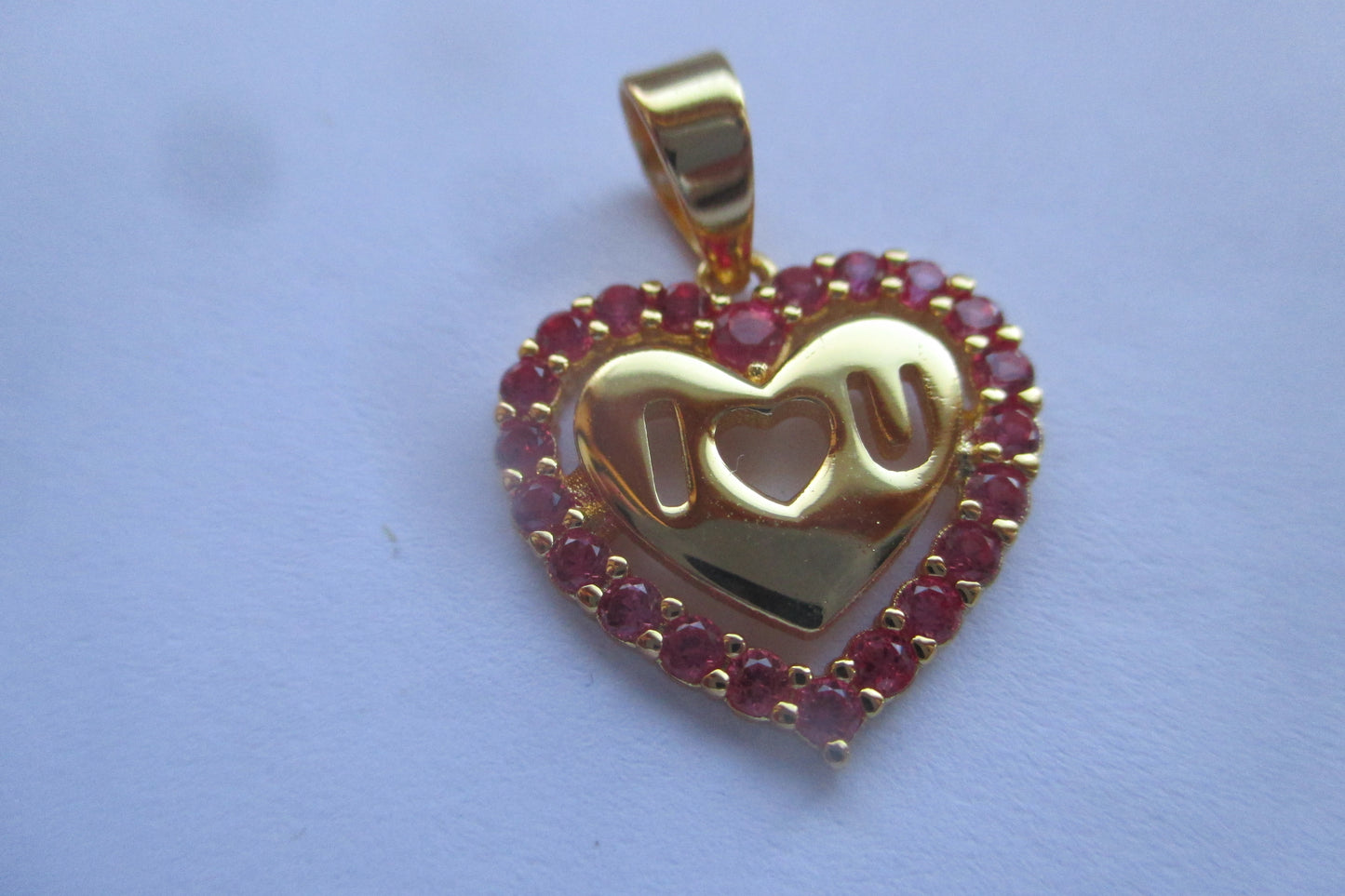 Gold plated Heart pendant with RED accents AND LOGO