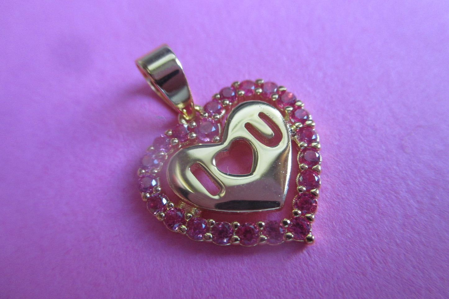 Gold plated Heart pendant with RED accents AND LOGO