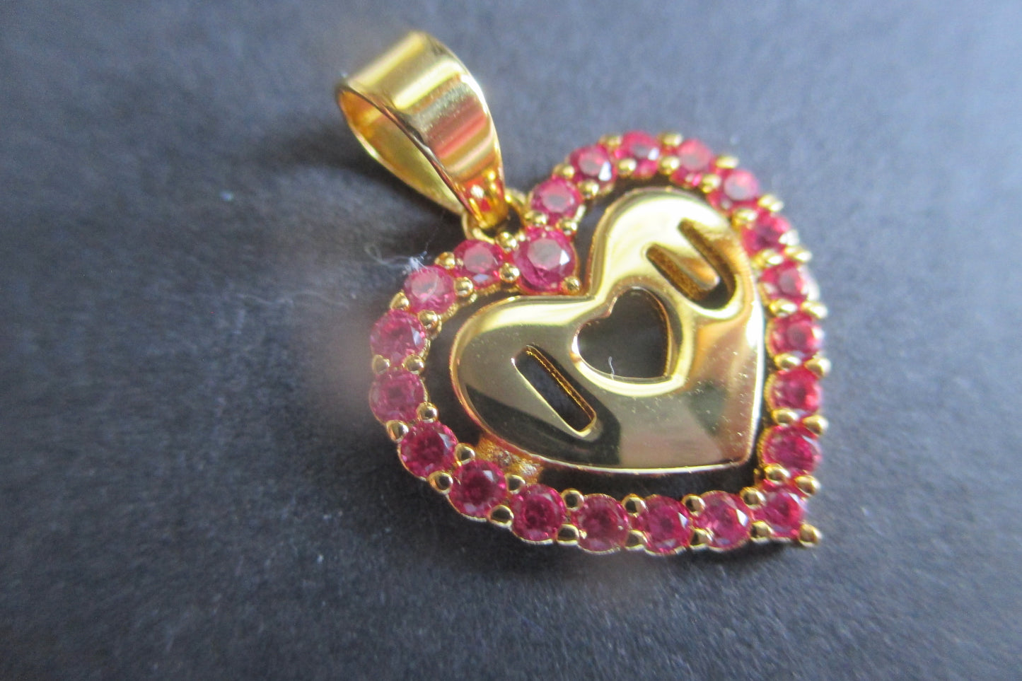 Gold plated Heart pendant with RED accents AND LOGO