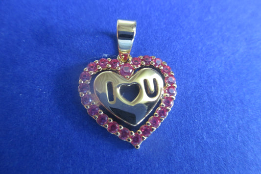 Gold plated Heart pendant with RED accents AND LOGO