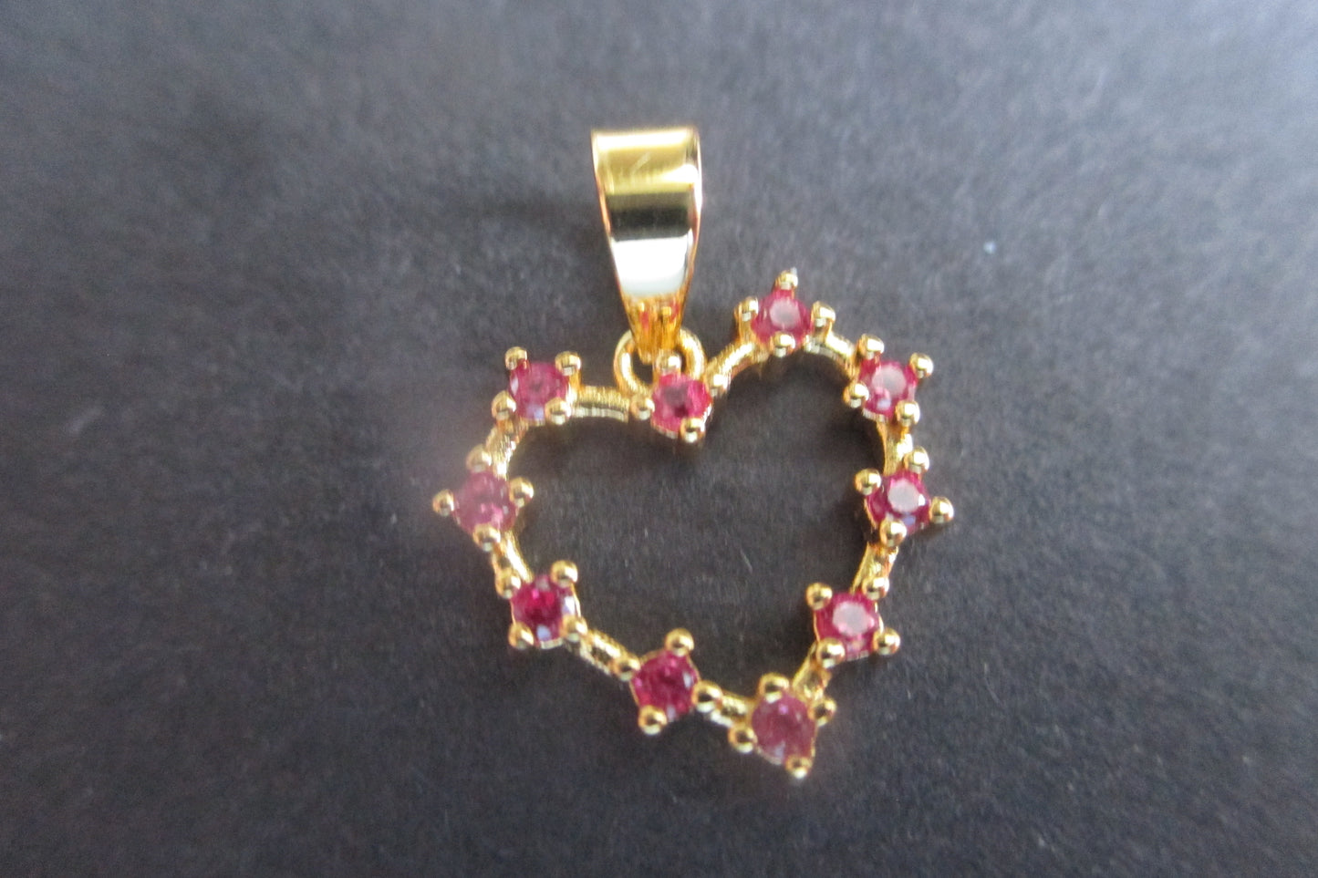 Gold plated Heart pendant with RED accents