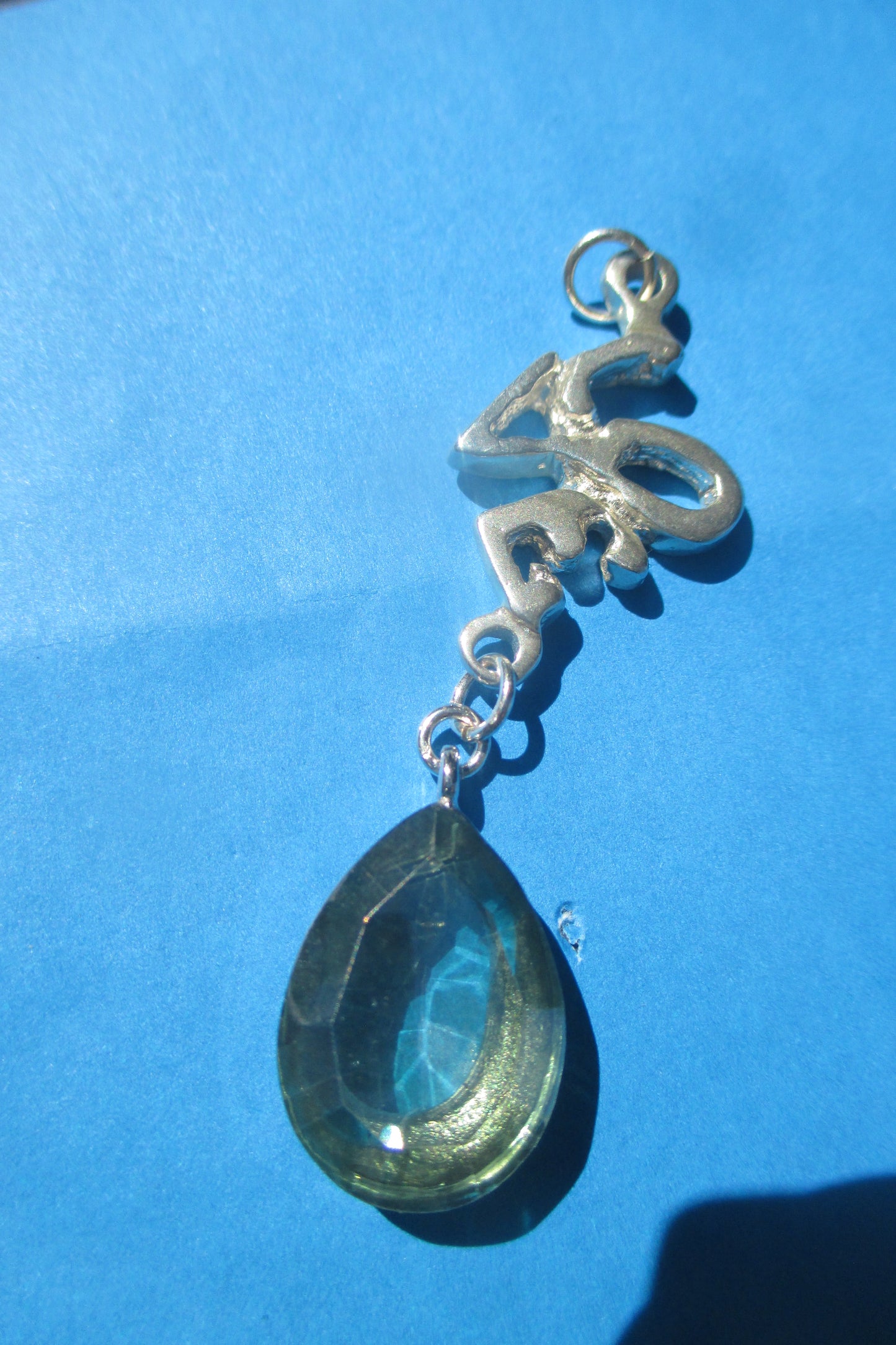 Silver Love with venetian glass drop pendant