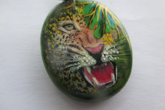 Tiger hand painted pendant