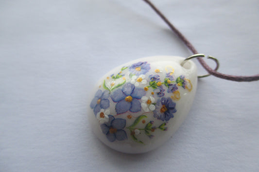 Flowers hand painted pendant