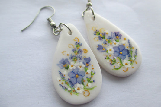 Flowers hand painted EARRINGS