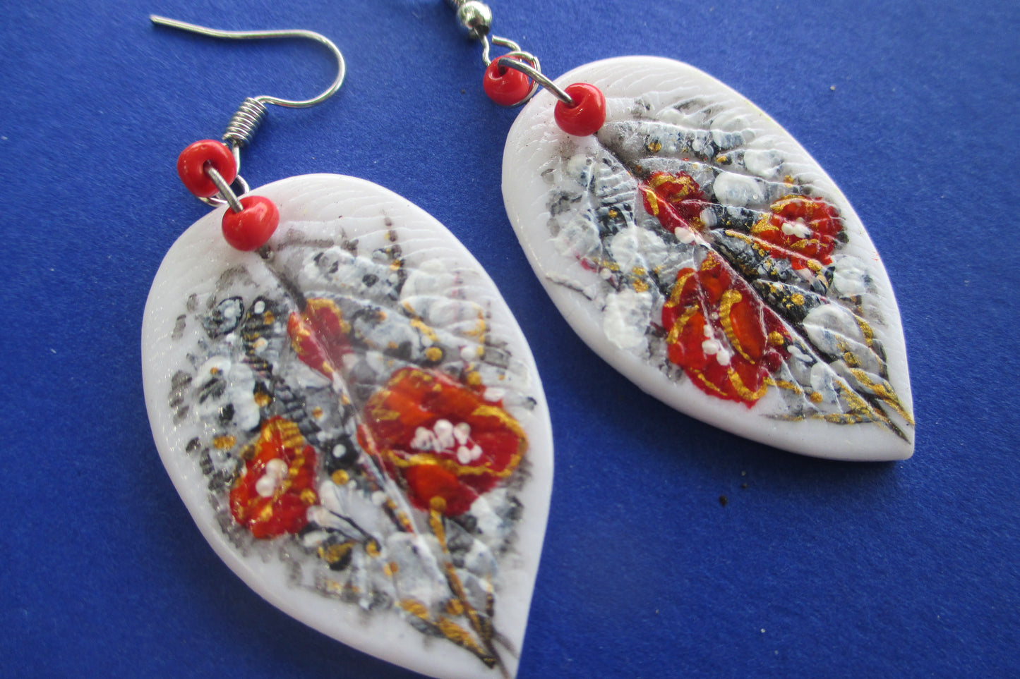 Flowers hand painted EARRINGS