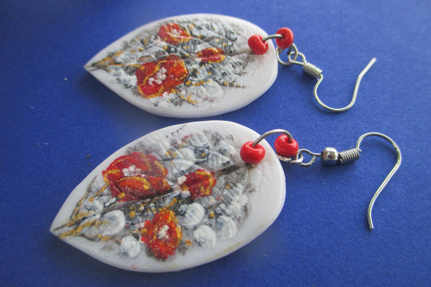 Flowers hand painted EARRINGS