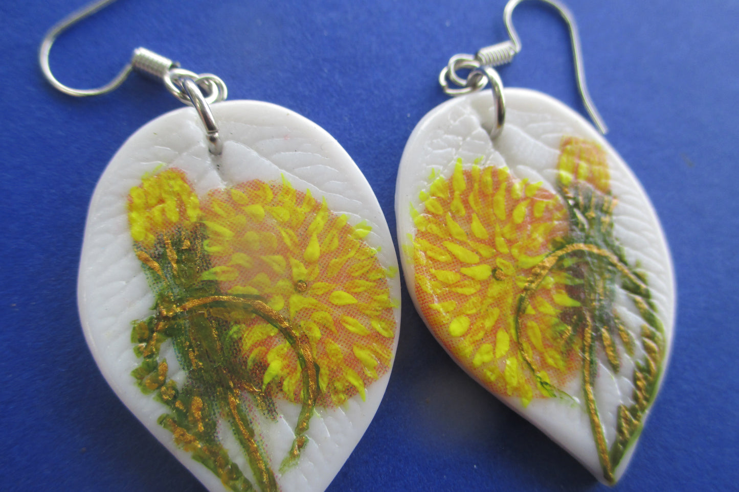 Flowers hand painted EARRINGS