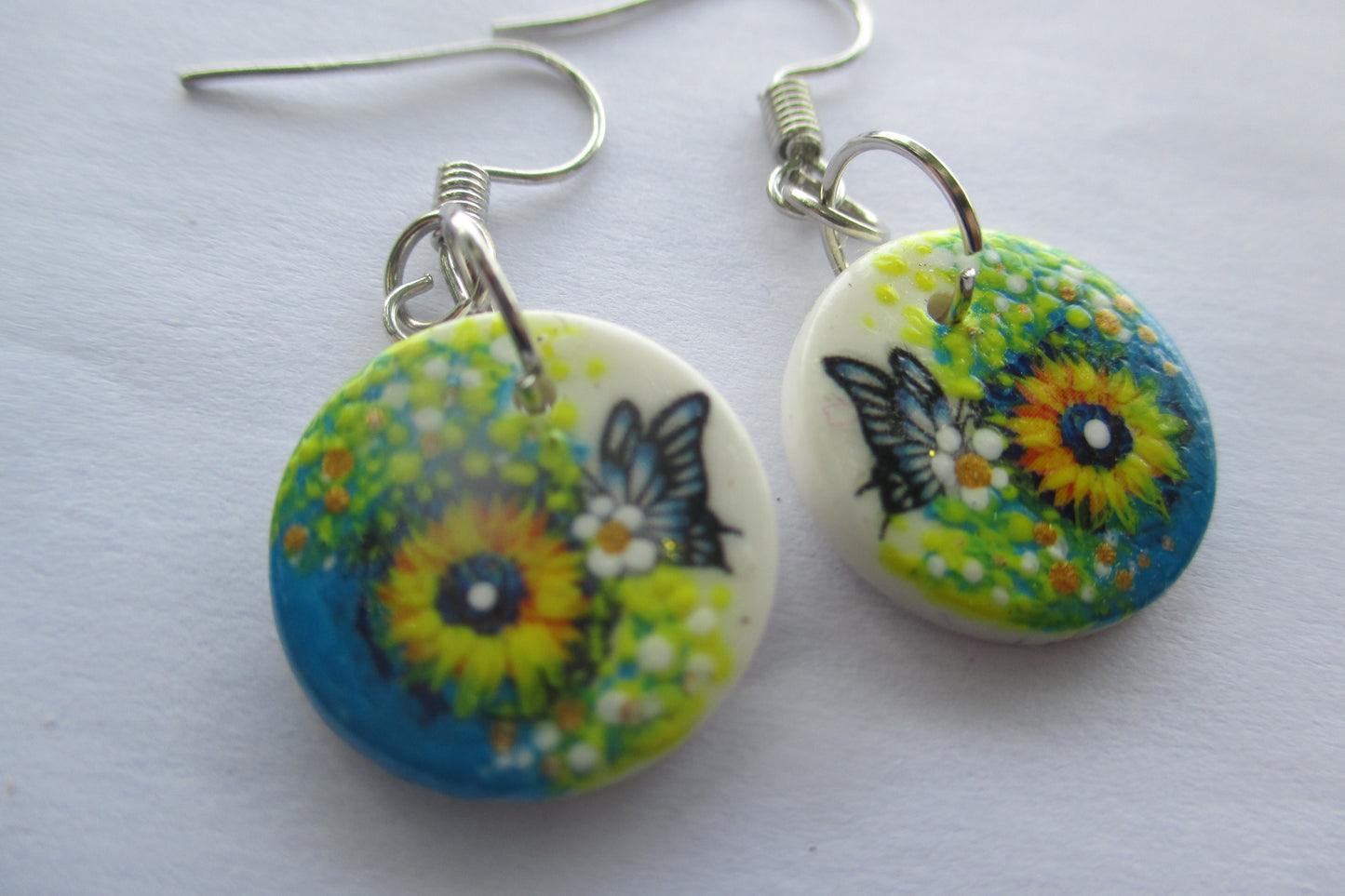 Flowers hand painted EARRINGS