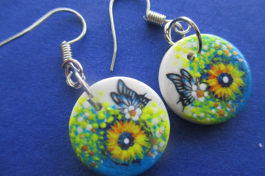 Flowers hand painted EARRINGS