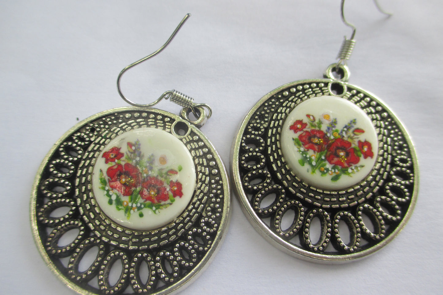 Flowers hand painted EARRINGS