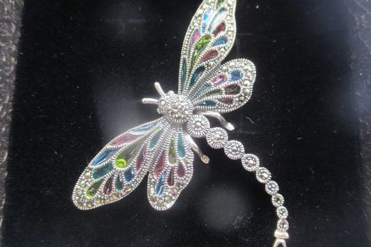 Plique jour Enamel Dragonfly broach